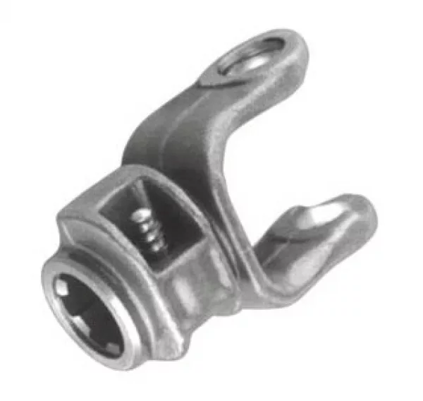 Fork with tension pin for universal joint shaft